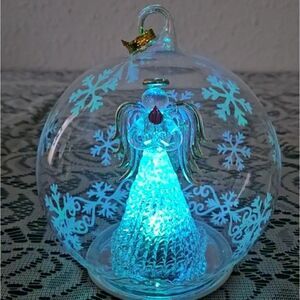 Vintage Soreele LED Lighted Glass Angel with Candle Globe